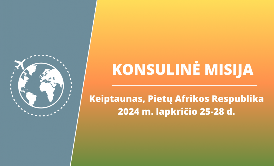 Lapkričio 25-28 d. konsulinės paslaugos bus teikiamos Keiptaune 