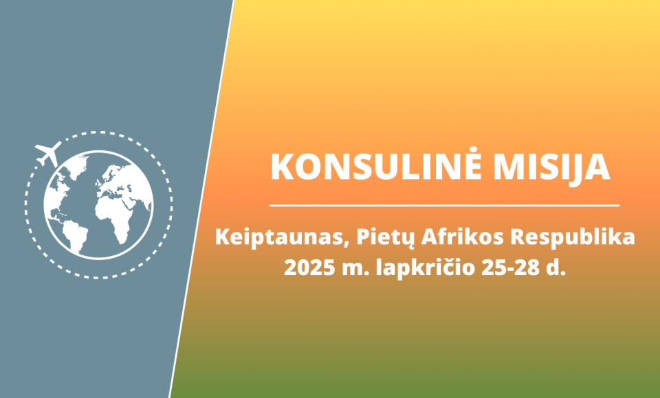 Lapkričio 25-28 d. konsulinės paslaugos bus teikiamos Keiptaune
